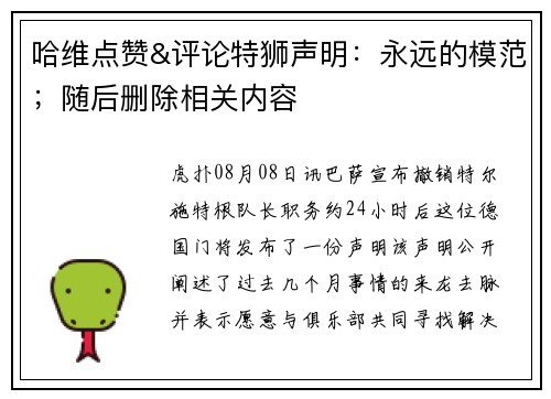哈维点赞&评论特狮声明：永远的模范；随后删除相关内容